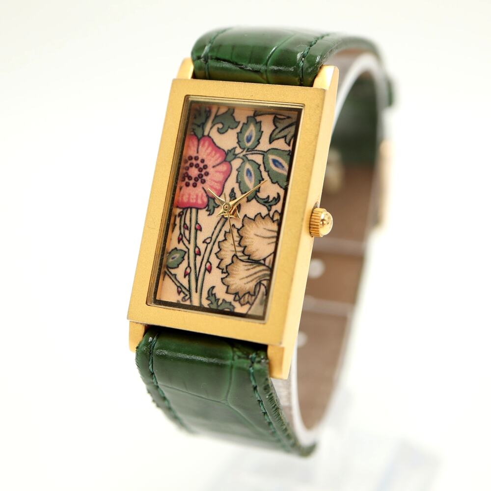 Museum of Modern Art MOMA Floral 21mm Tank Watch Faux Leather Strap New Battery